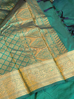 Load image into Gallery viewer, Semi Soft Silk Gold Zari Saree - Bottle Green
