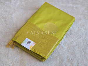 Semi Soft Silk Gold Zari Saree - Chartreuse Green