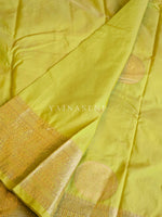 Load image into Gallery viewer, Semi Soft Silk Gold Zari Saree - Chartreuse Green

