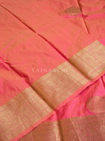 Load image into Gallery viewer, Semi Soft Silk Gold Zari Saree - Sunset Coral
