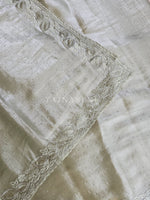 Load image into Gallery viewer, Shimmery Organza Silk Saree x Embroidered x Stone Work  : Clay Ash Green
