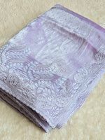 Load image into Gallery viewer, Shimmery Organza Silk Saree x Embroidered x Stone Work  : Lavender
