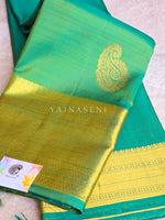 Load image into Gallery viewer, FROSTED GOLDLEAF - Pure Kanjivaram Silk Saree with Gold Zari
