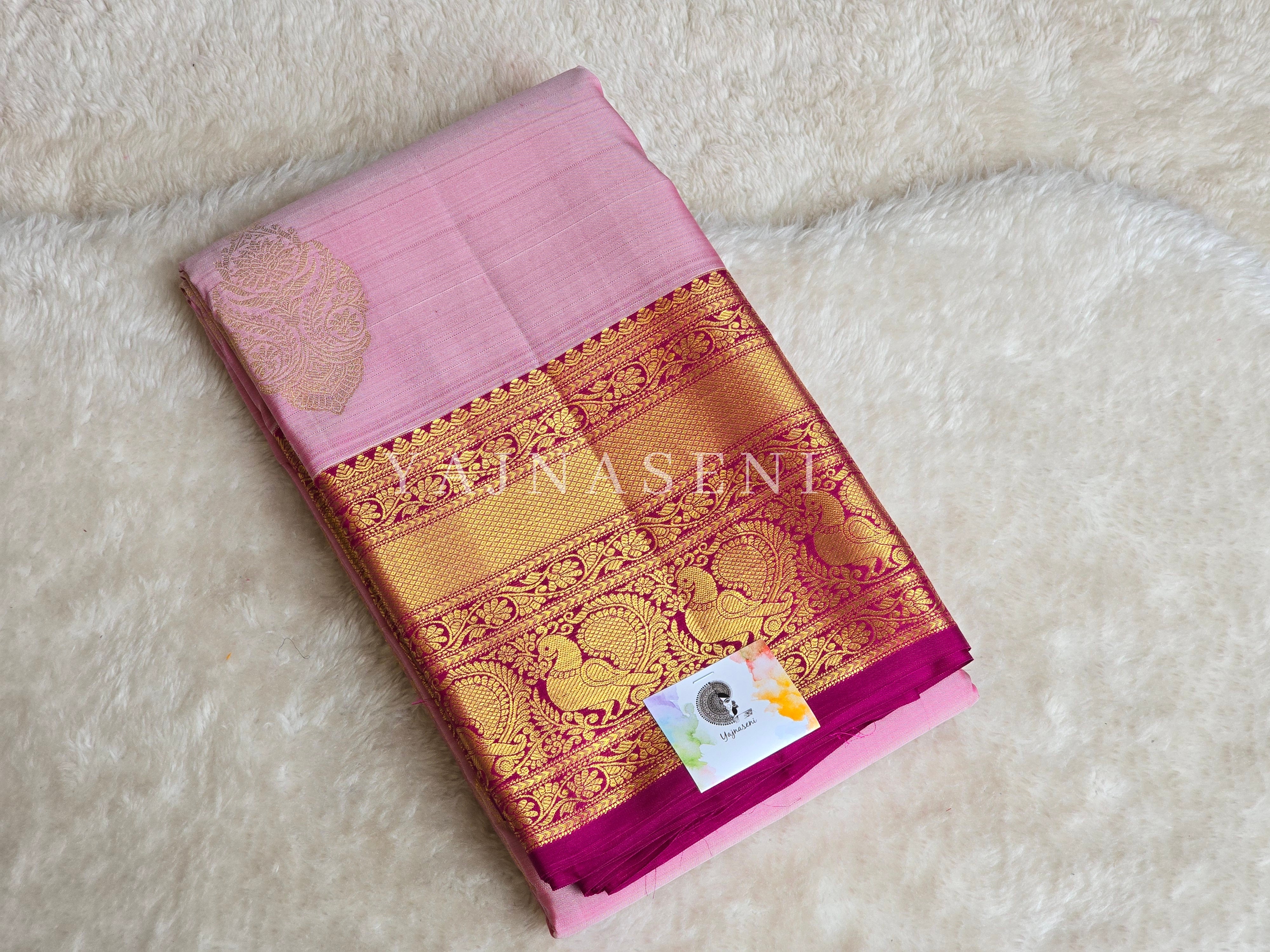 DUSKY BERRYWOOD - Pure Kanjivaram Silk Saree with Gold Zari