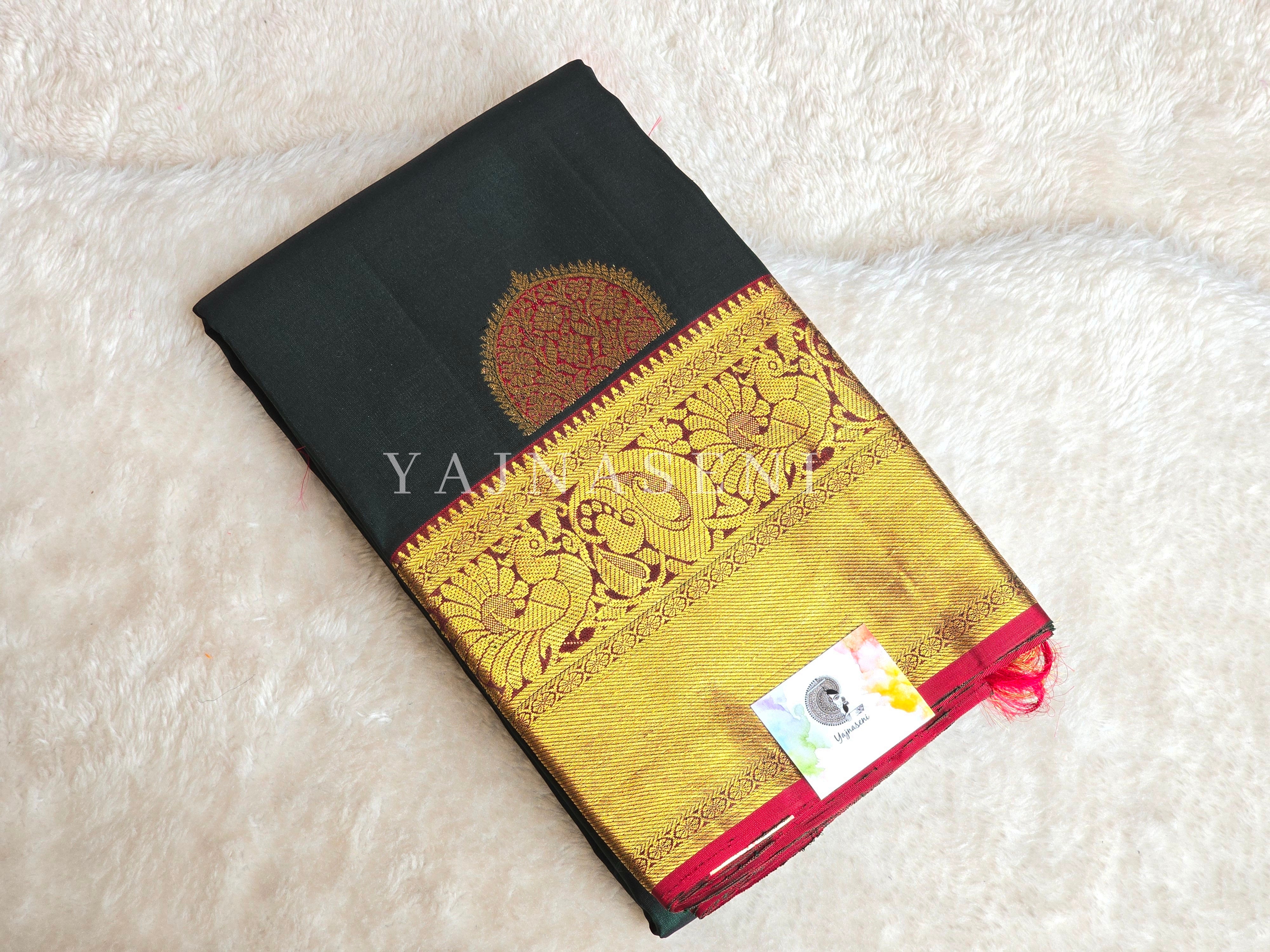 EVERGLADE BERRY - Pure Kanjivaram Silk Saree with Gold Zari