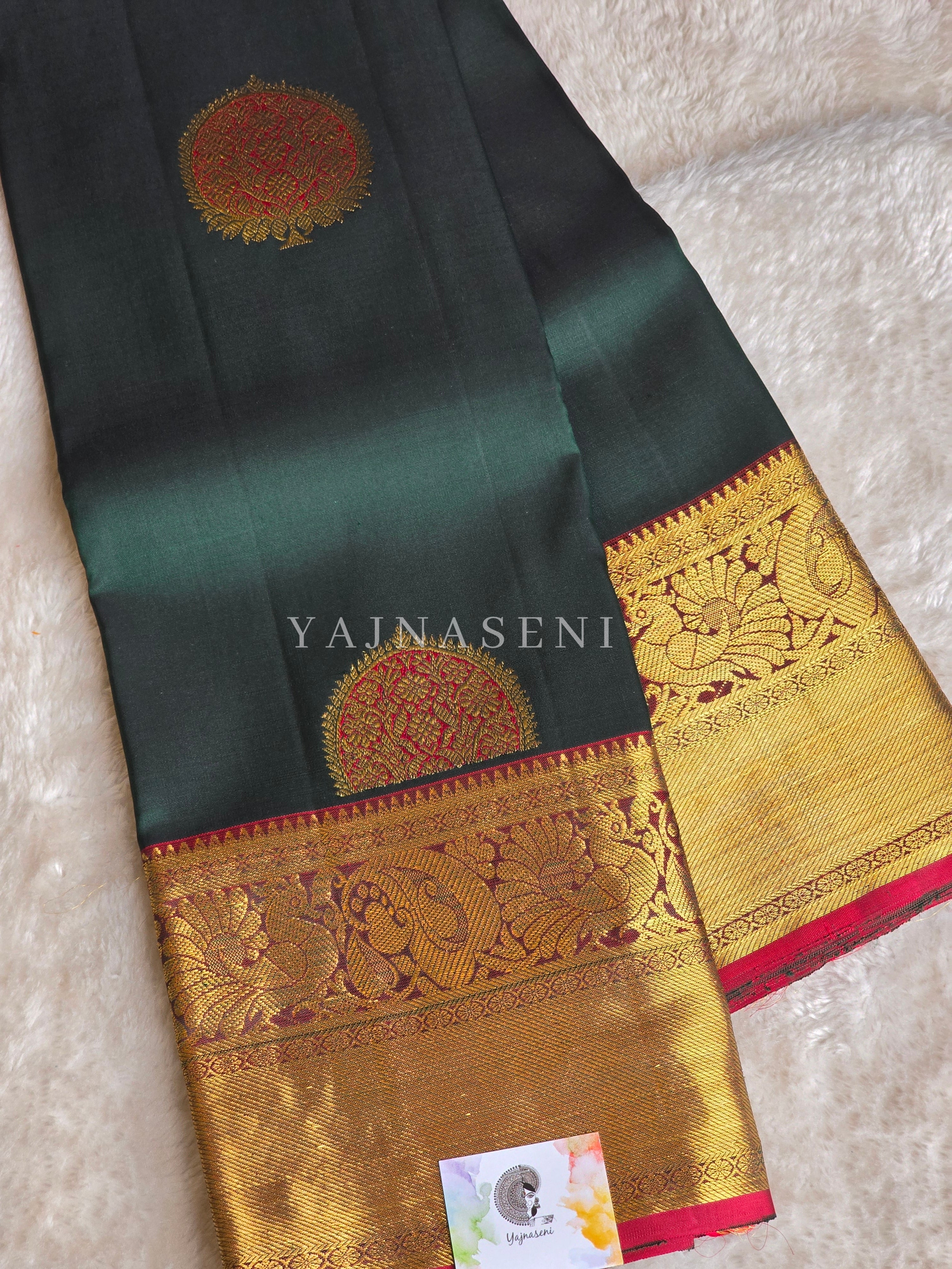 EVERGLADE BERRY - Pure Kanjivaram Silk Saree with Gold Zari