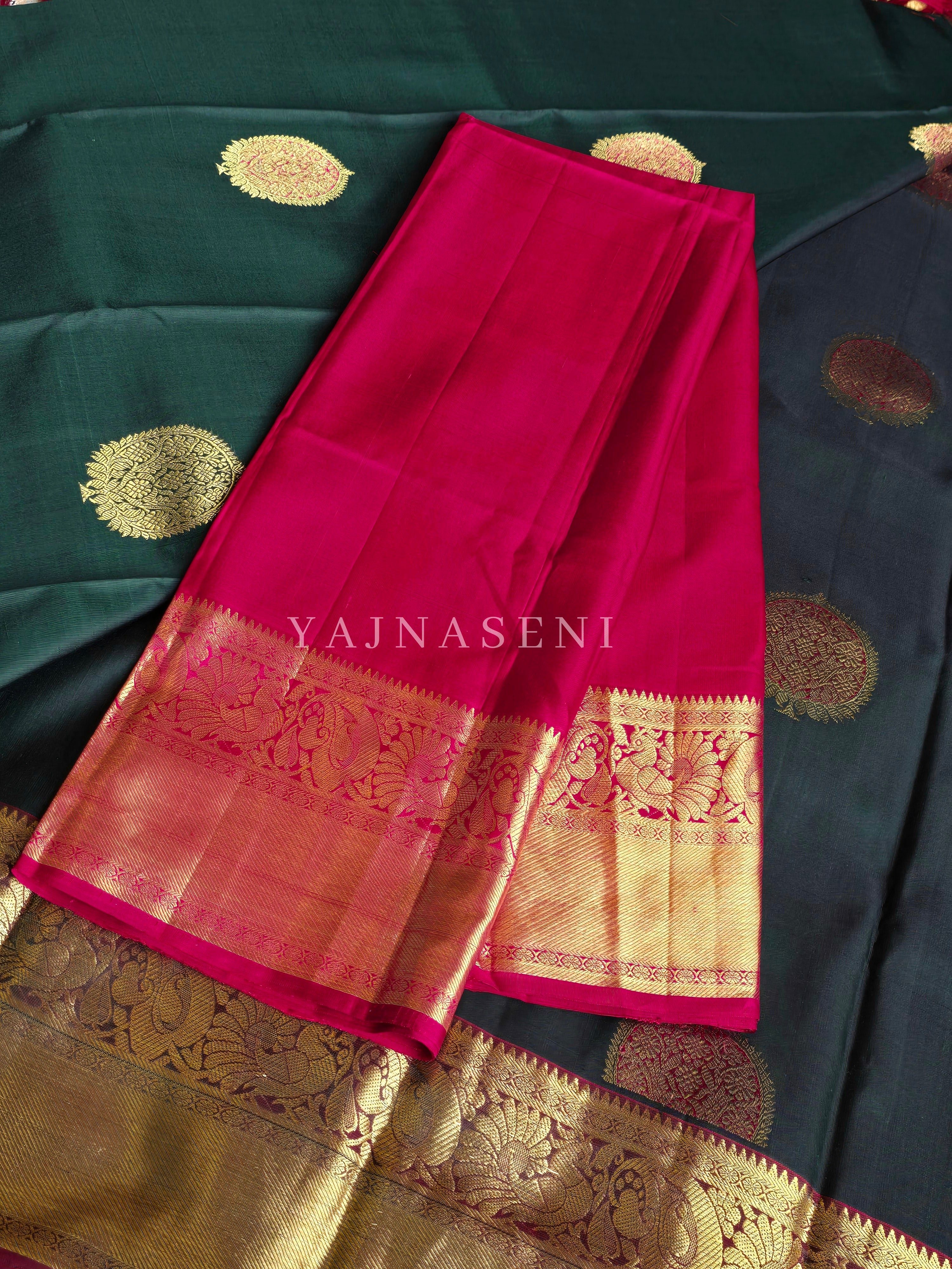 EVERGLADE BERRY - Pure Kanjivaram Silk Saree with Gold Zari