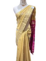 Load image into Gallery viewer, Cotton Silk Saree X Darker Shade Pallu : Mustard x Dark Pink
