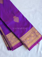 Load image into Gallery viewer, Semi Kanchi Silk x Annam Motifs - Purple Garnet
