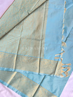 Load image into Gallery viewer, Vaira oosi x Checkered Saree - Ice Blue
