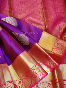 Sweet Violet - Pure Kanjivaram Silk Saree with Gold Zari