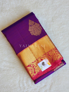 Sweet Violet - Pure Kanjivaram Silk Saree with Gold Zari