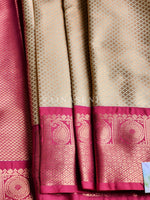 Load image into Gallery viewer, Brocade tissue semi silk saree : Ivory x Hot Pink

