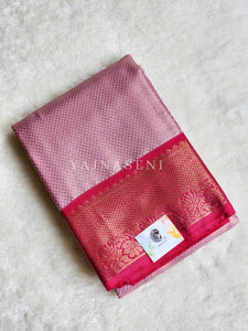 Brocade tissue semi silk saree : Lilac x Hot Pink