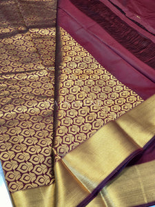 Mandala x Soft Semi Silk Saree : Maroon x Gold