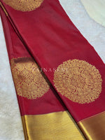 Load image into Gallery viewer, Mandala x Soft Semi Silk Saree : Deep Red x Gold
