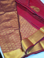Load image into Gallery viewer, Mandala x Soft Semi Silk Saree : Deep Red x Gold
