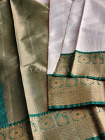 Load image into Gallery viewer, Brocade tissue semi silk saree : White x Emerald
