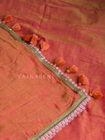 Load image into Gallery viewer, Mulmul Cotton x PomPom Saree : Sunset x Orange
