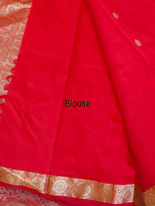 Kanchi cotton silk saree x mini border : Red