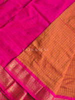 Load image into Gallery viewer, Kalyani Cotton Saree (checkered) - Gold Zari : Sunset Orange x Hot Pink
