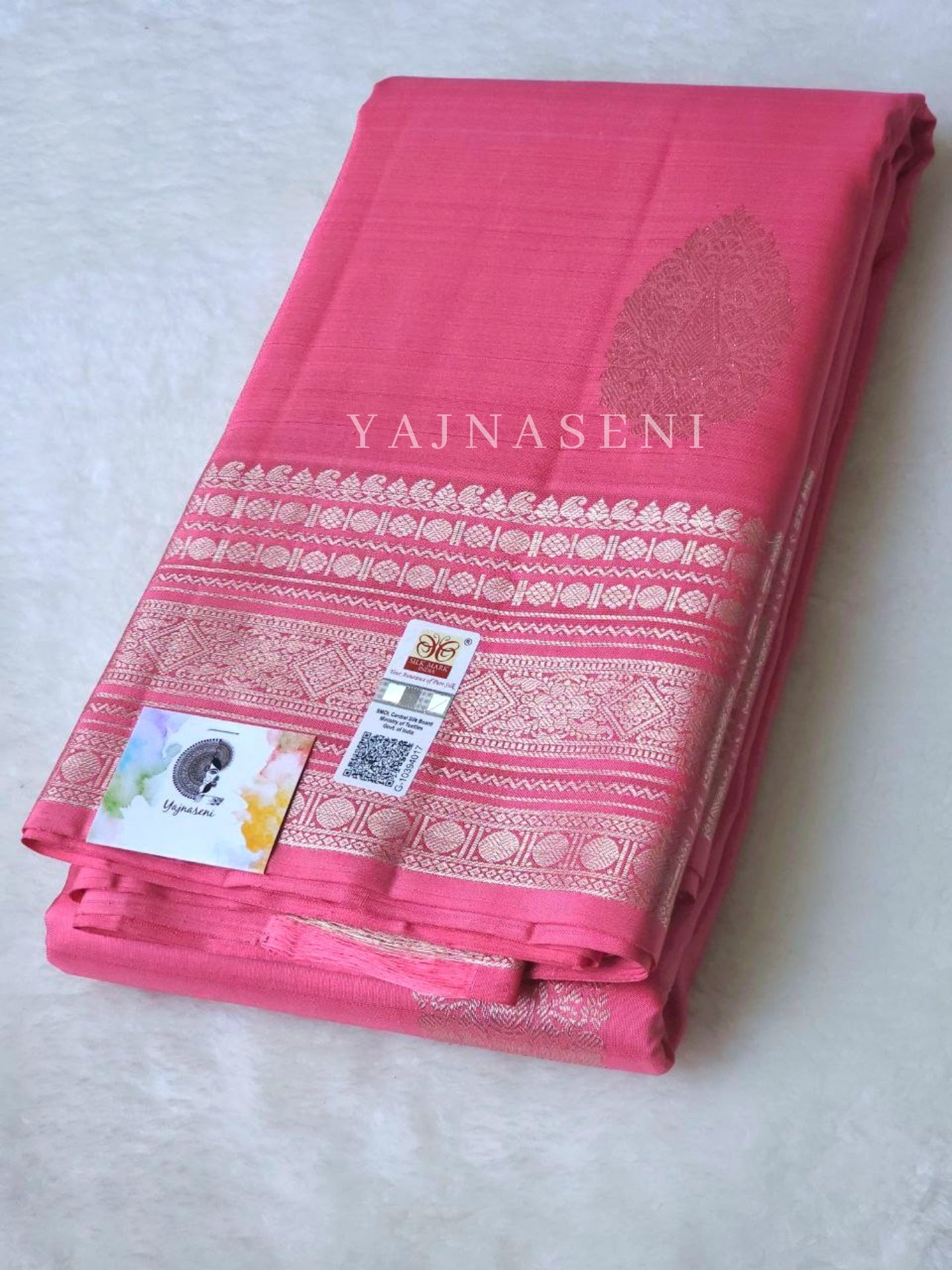 Flamingo - Pure Kanjivaram Silk Saree with Silver Zari