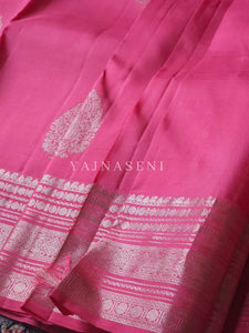 Flamingo - Pure Kanjivaram Silk Saree with Silver Zari