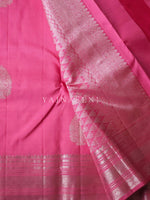 Load image into Gallery viewer, Flamingo - Pure Kanjivaram Silk Saree with Silver Zari
