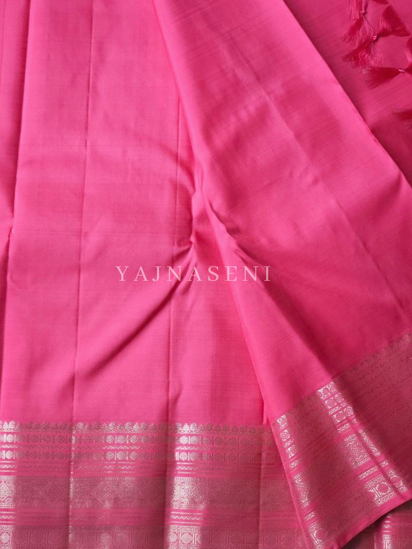 Flamingo - Pure Kanjivaram Silk Saree with Silver Zari