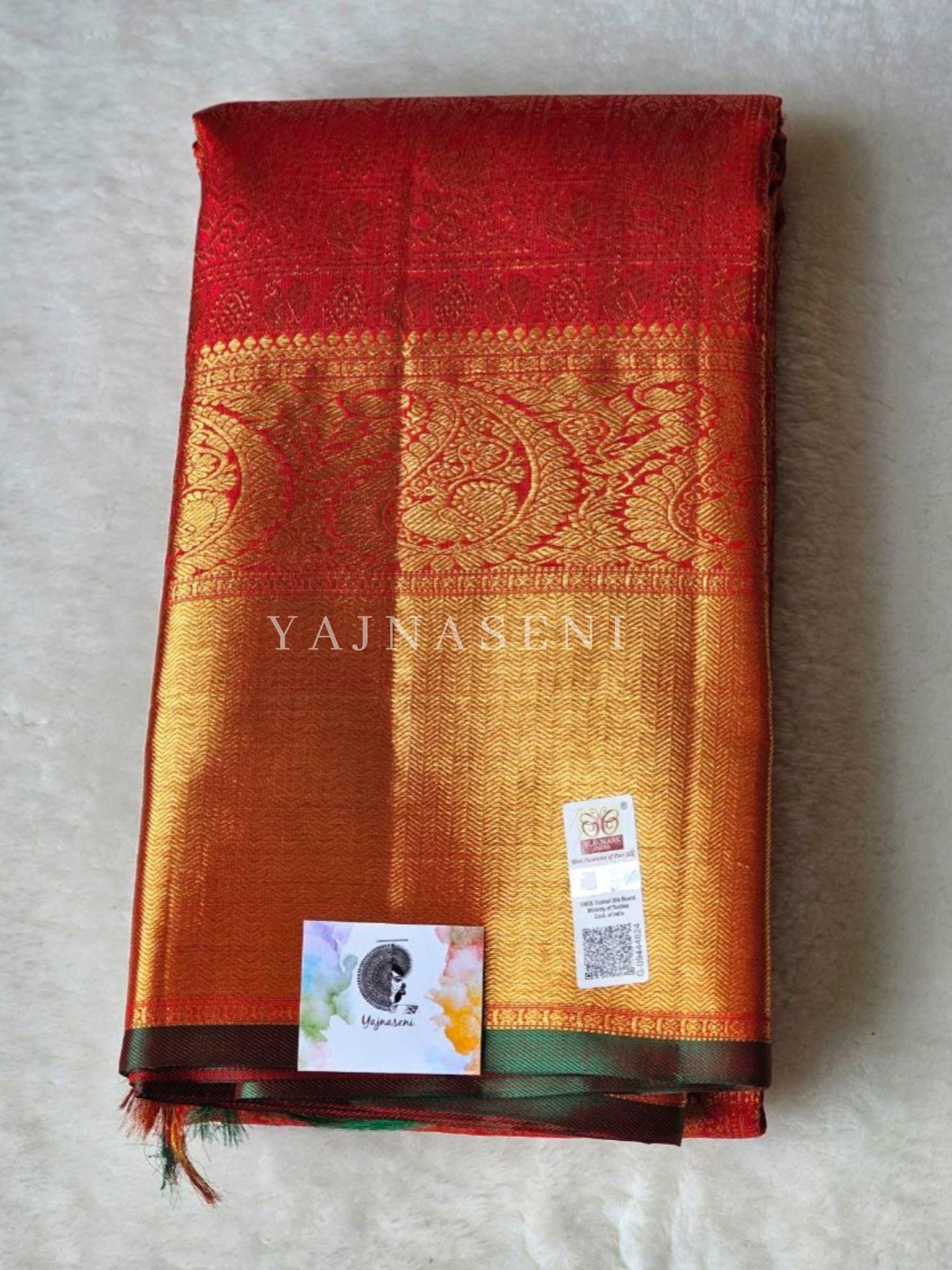 Cypress - Pure Kanjivaram Silk Saree with Gold Zari