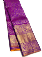 Load image into Gallery viewer, Violette - Pure Kanjivaram Silk Saree with Gold Zari
