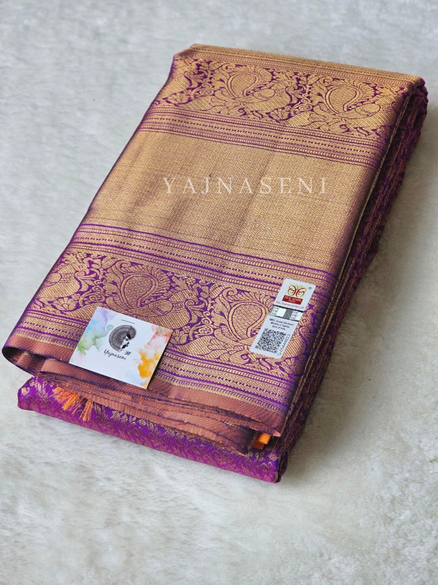 Violette - Pure Kanjivaram Silk Saree with Gold Zari