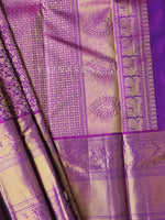 Load image into Gallery viewer, Violette - Pure Kanjivaram Silk Saree with Gold Zari
