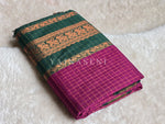 Load image into Gallery viewer, Kalyani Cotton Saree (checkered) - Copper Zari : Plum x Deep Green
