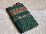 Load image into Gallery viewer, Kalyani Cotton Saree (checkered) - Copper Zari : Deep Green
