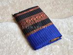 Load image into Gallery viewer, Kalyani Cotton Saree (checkered) - Copper Zari : Blue x Black
