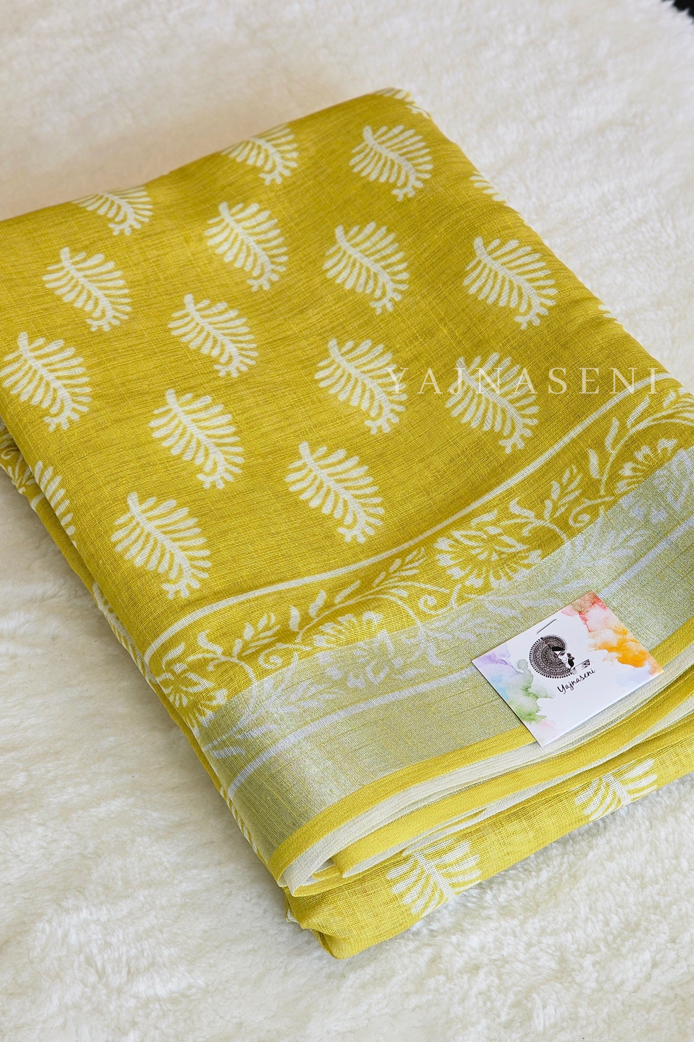 Linen Saree - Citrine Yellow