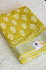 Load image into Gallery viewer, Linen Saree - Citrine Yellow
