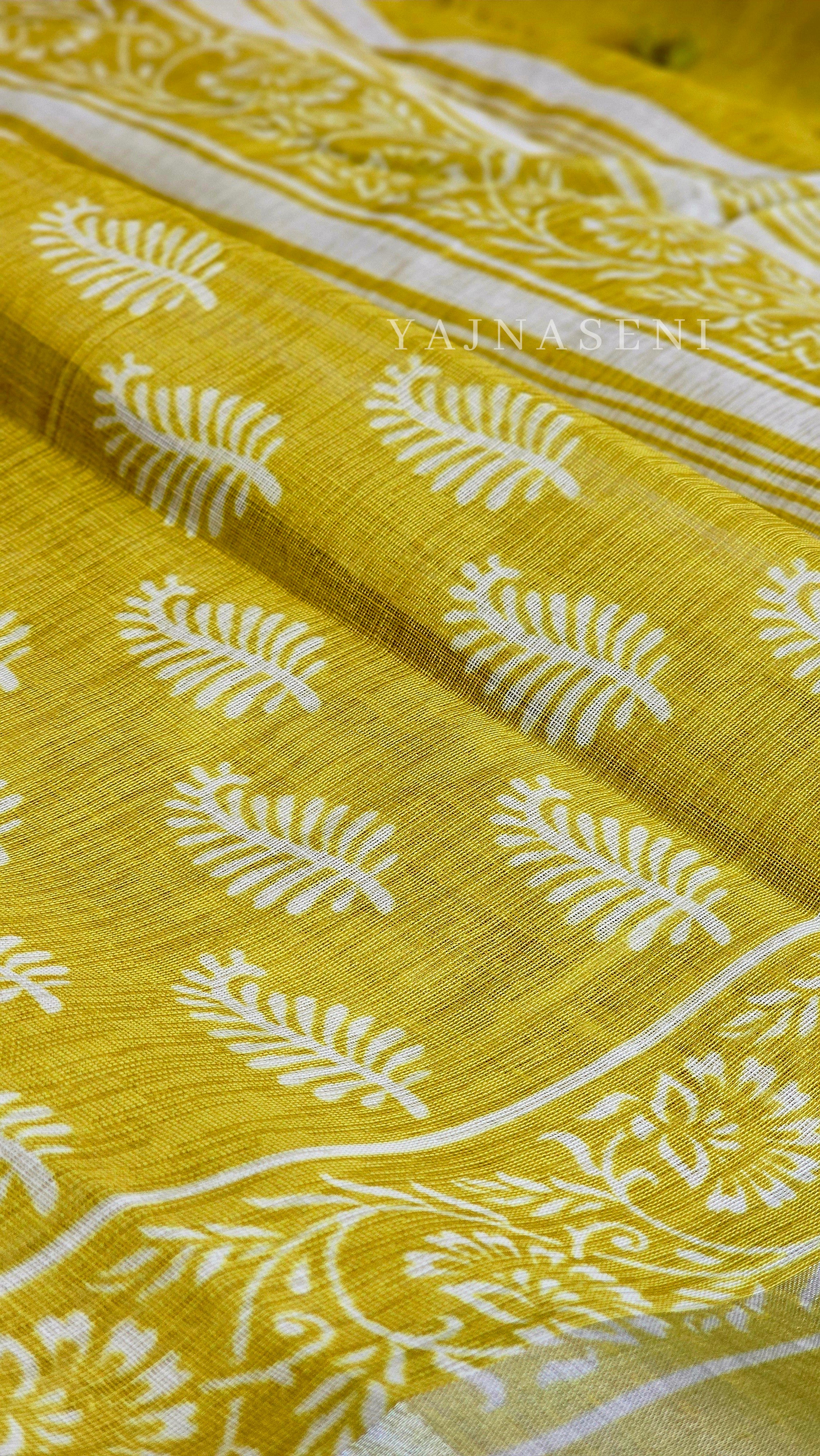 Linen Saree - Citrine Yellow