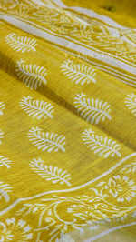 Load image into Gallery viewer, Linen Saree - Citrine Yellow
