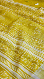 Load image into Gallery viewer, Linen Saree - Citrine Yellow
