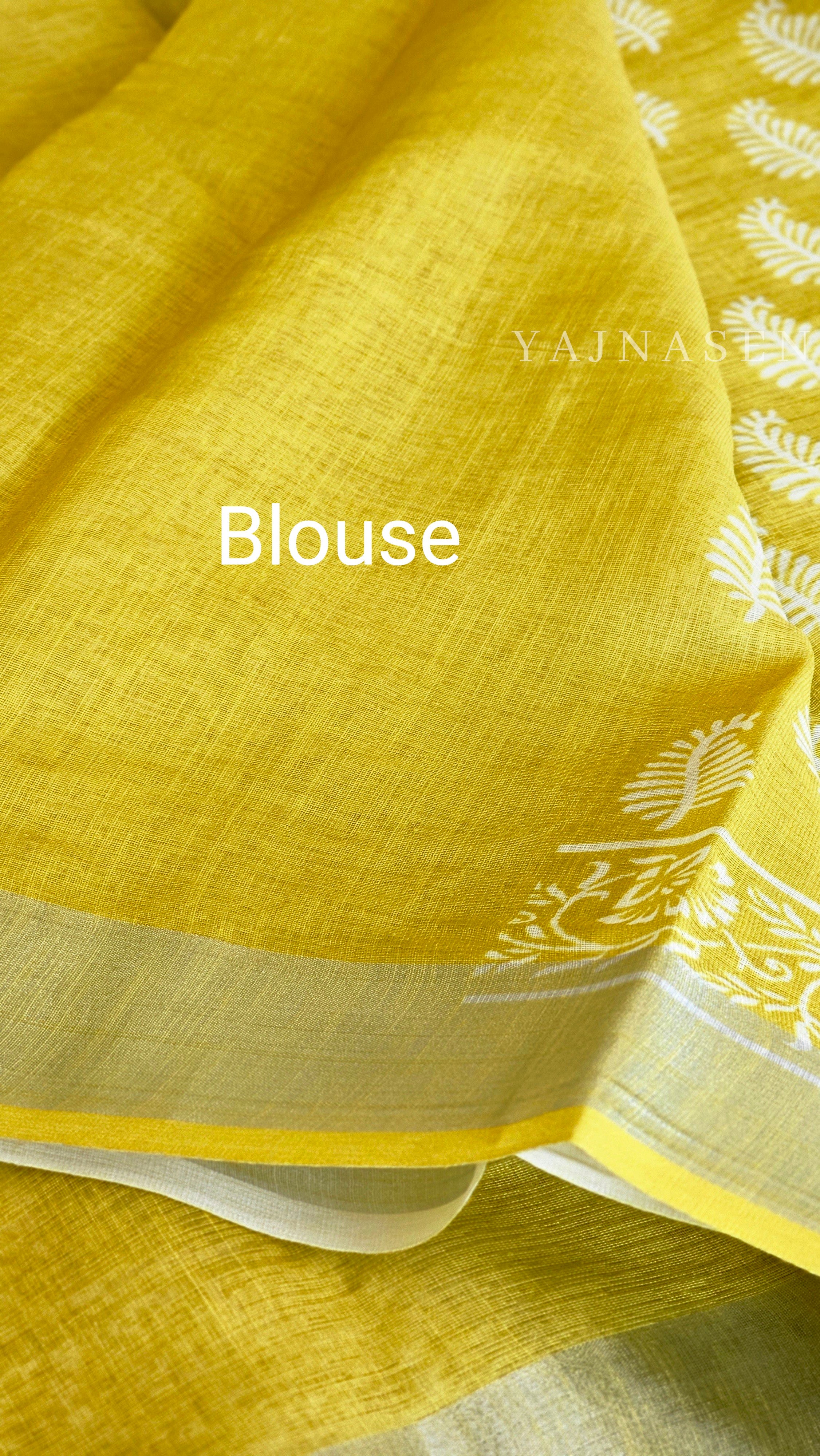 Linen Saree - Citrine Yellow