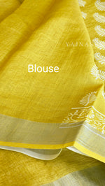 Load image into Gallery viewer, Linen Saree - Citrine Yellow
