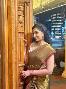 Tissue x Cotton Saree - Bronze