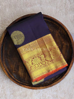 Load image into Gallery viewer, MIDNIGHT FLAMES - Pure Kanjivaram Silk Saree with Gold Zari
