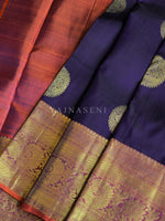 Load image into Gallery viewer, MIDNIGHT FLAMES - Pure Kanjivaram Silk Saree with Gold Zari
