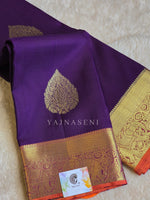 Load image into Gallery viewer, VIOLET VEIL - Pure Kanjivaram Silk Saree with Gold Zari
