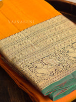 Load image into Gallery viewer, SUN-KISSED HORIZON - Pure Kanjivaram Silk Saree with Gold Zari

