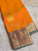 Load image into Gallery viewer, SUN-KISSED HORIZON - Pure Kanjivaram Silk Saree with Gold Zari

