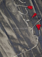 Load image into Gallery viewer, Tissue Saree x Colour Tassels : Metallic Grey
